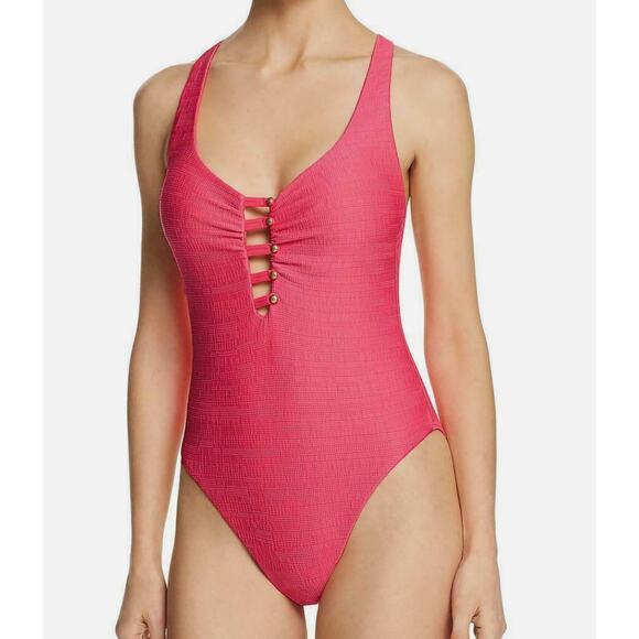 Nanette Lepore Women's High Leg Pink One Piece Swimsuit NWT 8 NWT - Picture 1 of 8